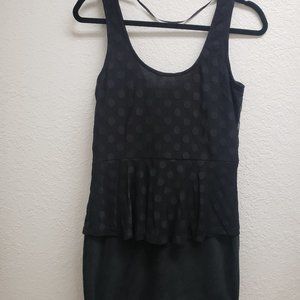 Volcom Black Dot Lace Peplum Velvet dress